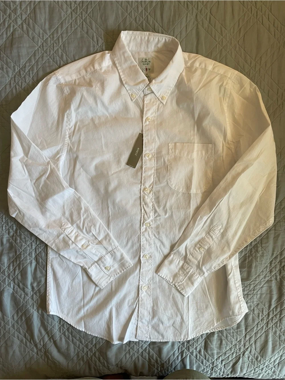 J. CREW Poplin shirt with button-down collar in White Size M NWD $89.50 CT996